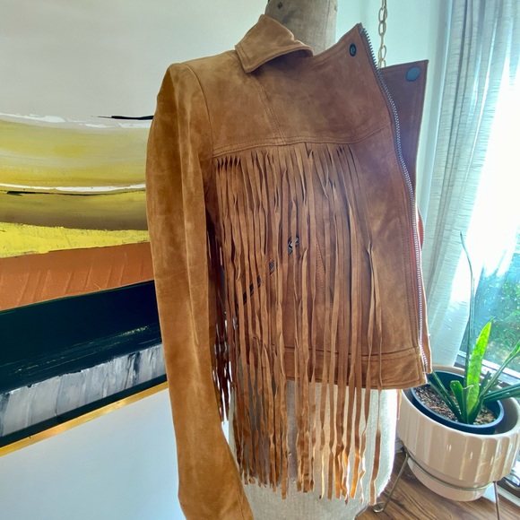 NWT Urban Outfitters Fringe Suede Moto Jacket - Picture 4 of 7